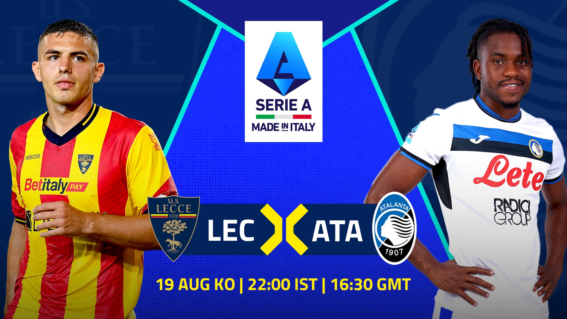 Serie A matchday graphic — Lecce vs Atalanta, Live