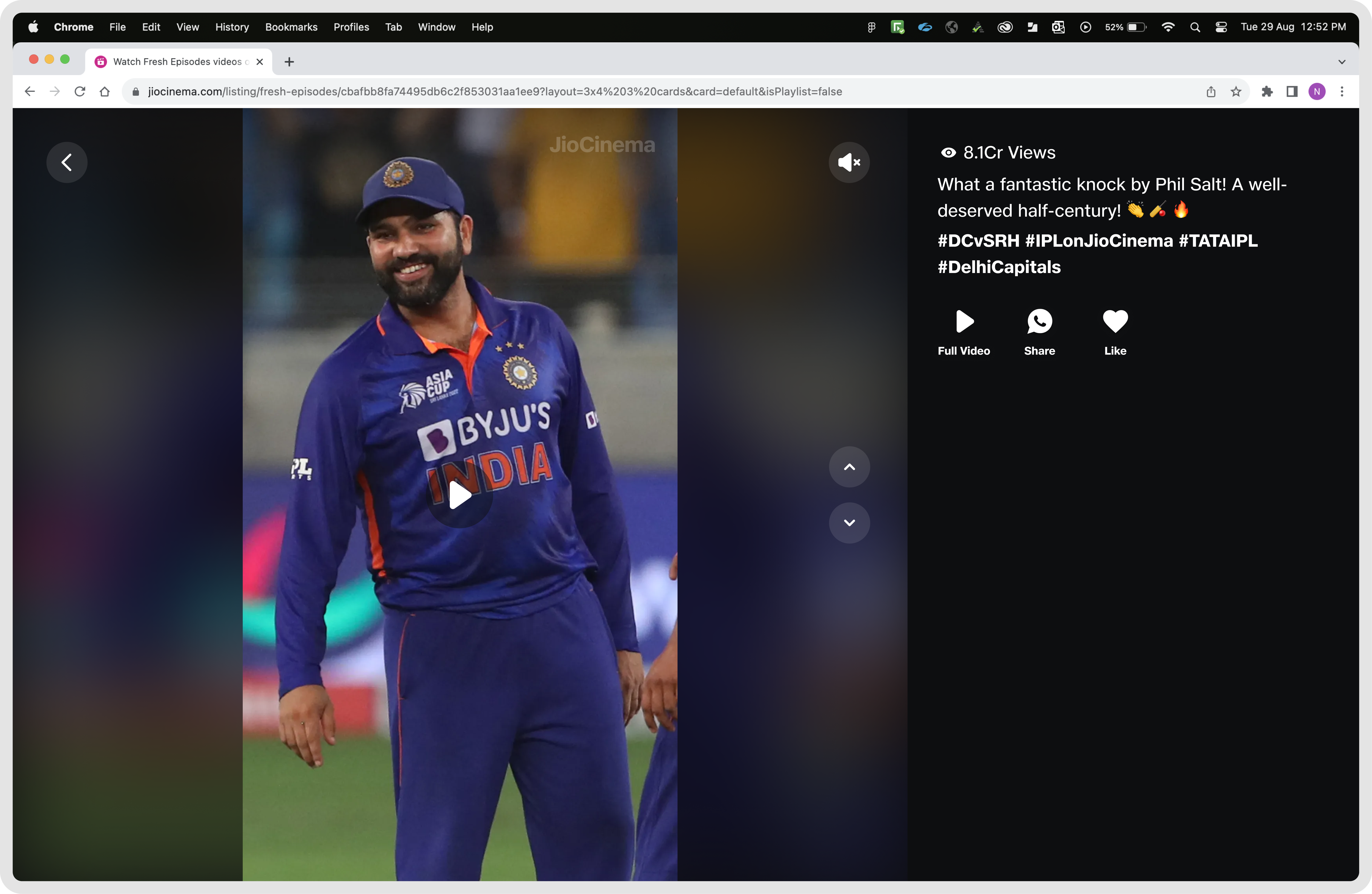 JioCinema Clips on desktop web — Phase 1, basic playback controls