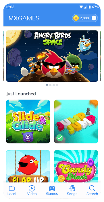 MVP — games home screen