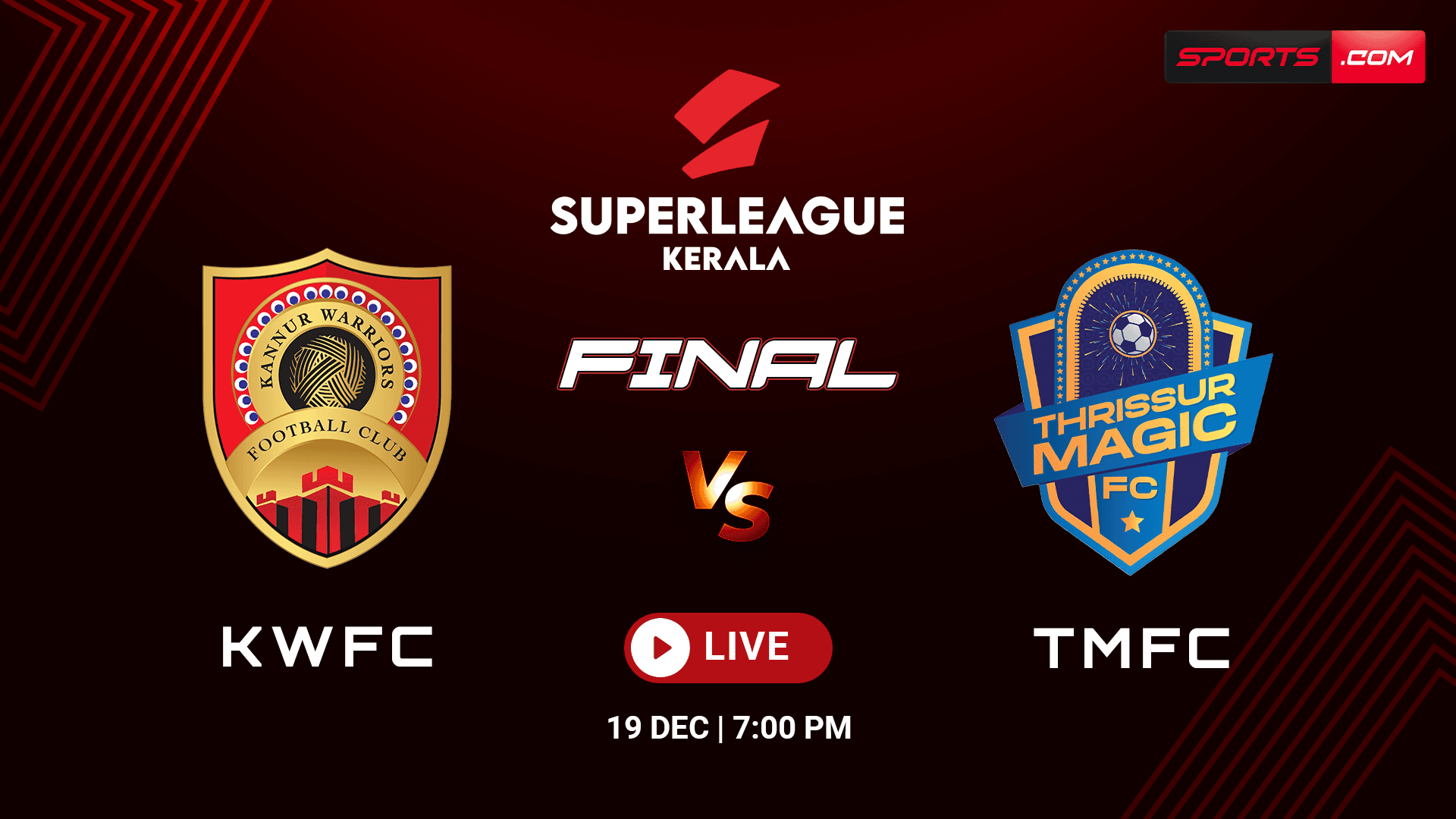 Final — Kannur Warriors FC vs Thrissur Magic FC, Live