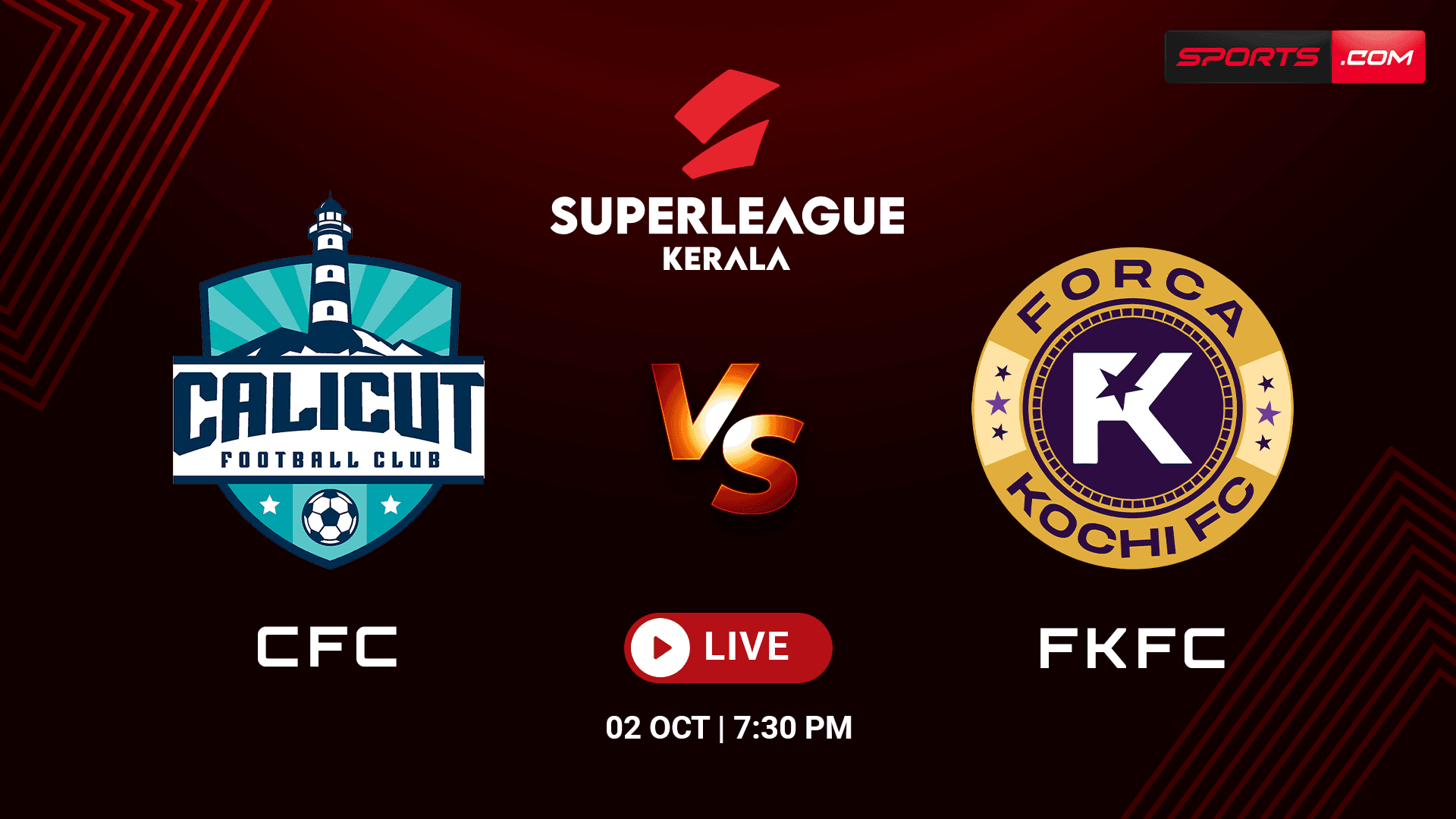 Round 1 — Calicut FC vs Forca Kochi FC, Live matchday graphic