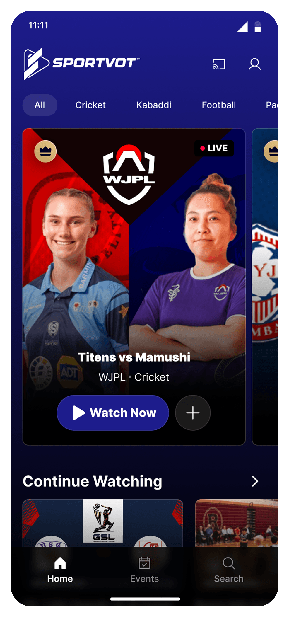 SportVot — product screen